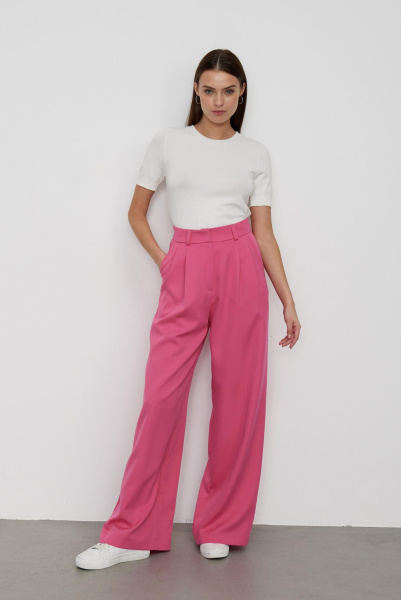 Брюки палаццо (XS, темно-розовый) 